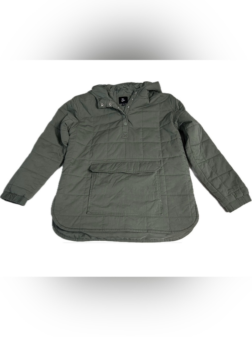 Kids Quilted Pullover Jacket in Olive Green